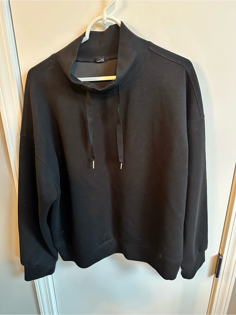 Women's Anrabess Black Cowl-Neck Pullover Sweater and pants set large